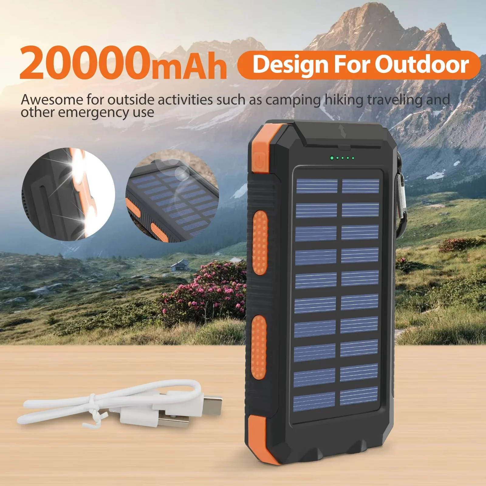 Waterproof Solar Power Bank 20 - Solar Emergency Charger review and price